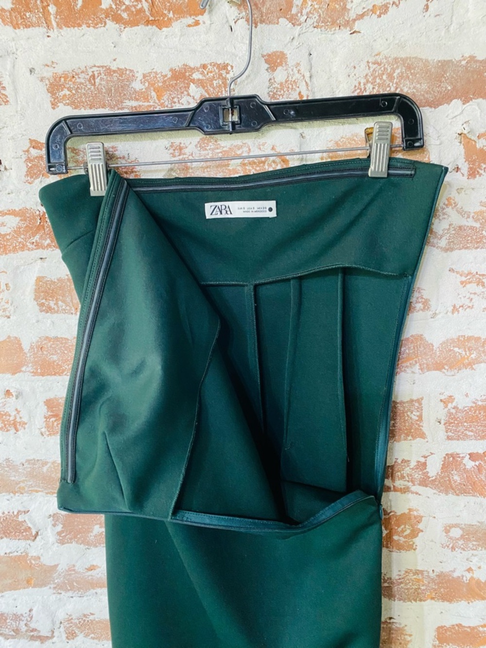 NWOT ZARA Strapless Dark Green Column Midi Dress W/Sleek Lines and Fitted - Picture 7 of 7